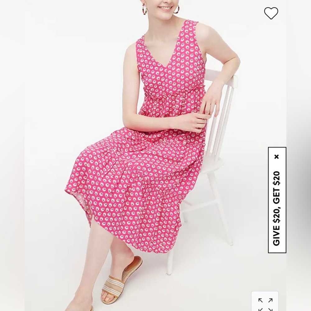 NWT J Crew Fuchsia Blossom V-Neck Midi Dress